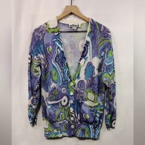 Creazioni Effect Artsy Sweater Cardigan Women's M Purple Festival Retro 90s Y2K